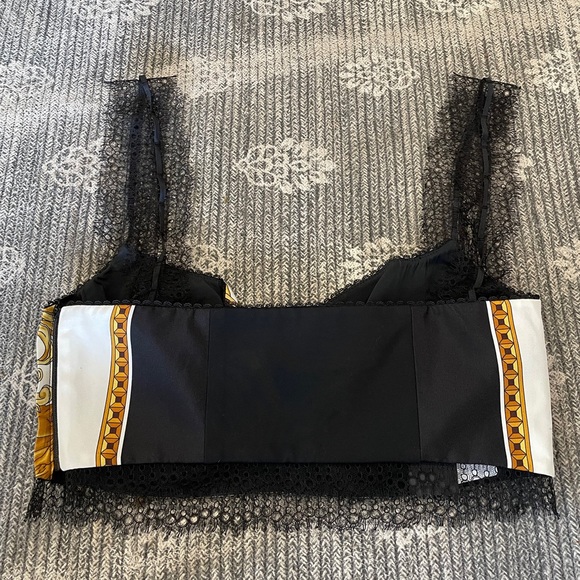 Versace Lace-Trimmed Printed Silk Twill Top - Picture 4 of 7